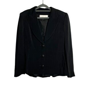 Genny Blazer Large Back Bow Detail Leather Detail Buttons Shoulder Pads Black‎ 6